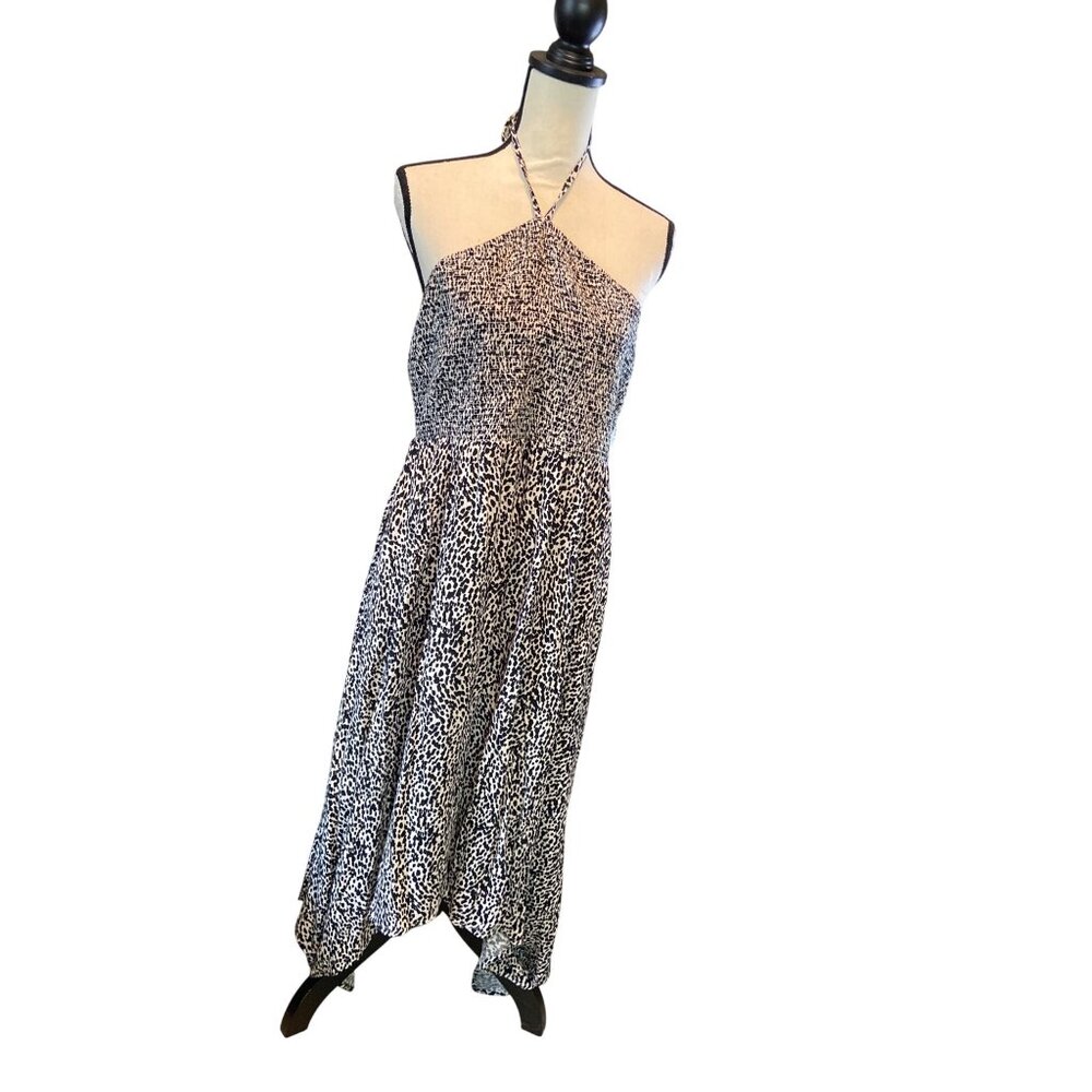 Old Navy Halter Smocked Maxi Dress XL Petite Animal Boho Vacation Resortwear Y2K